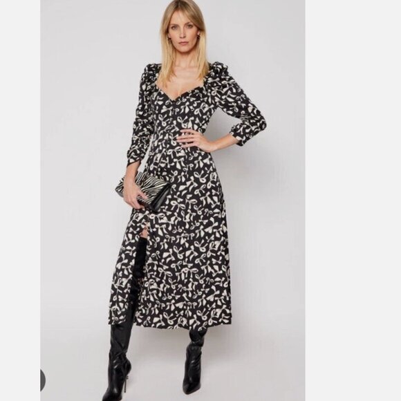 For Love & Lemons Angelica Bows Printed Retro Maxi Dress XS - Picture 1 of 3